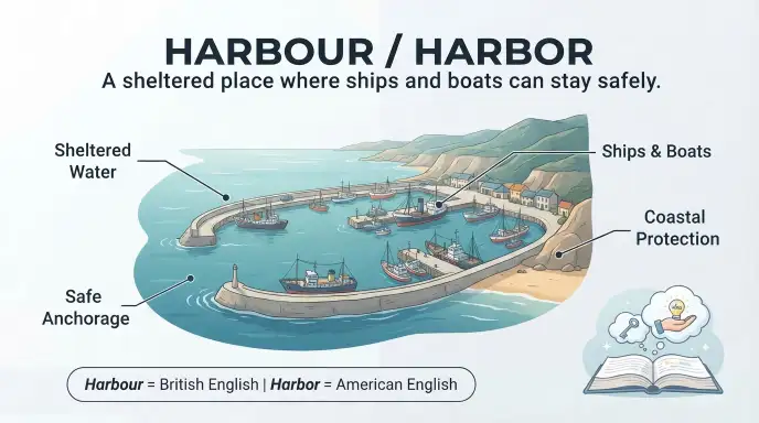Definition and Meaning of Harbour or Harbor
