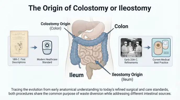 The Origin of Colostomy or Ileostomy