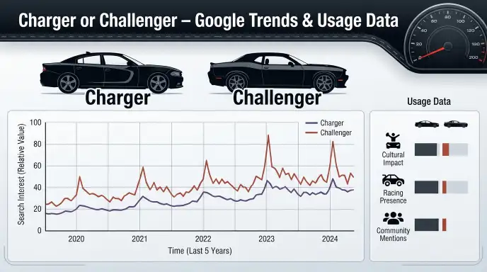Charger or Challenger : Google Trends & Usage Data