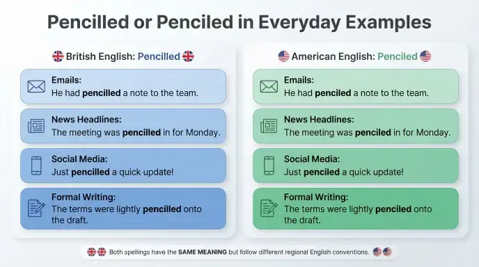 Pencilled or Penciled in Everyday Examples